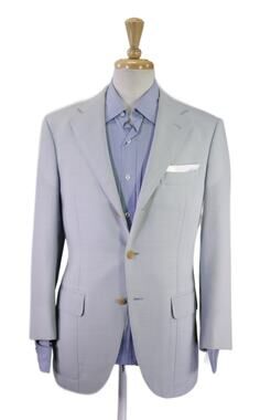 Mariano Rubinacci Napoli Sky Blue Knit Woven 3/2 Wool Silk Sportcoat Blazer 38S
